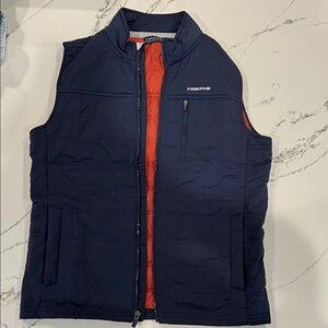 Fjällräven Men's Navy and Orange Puffer Vest